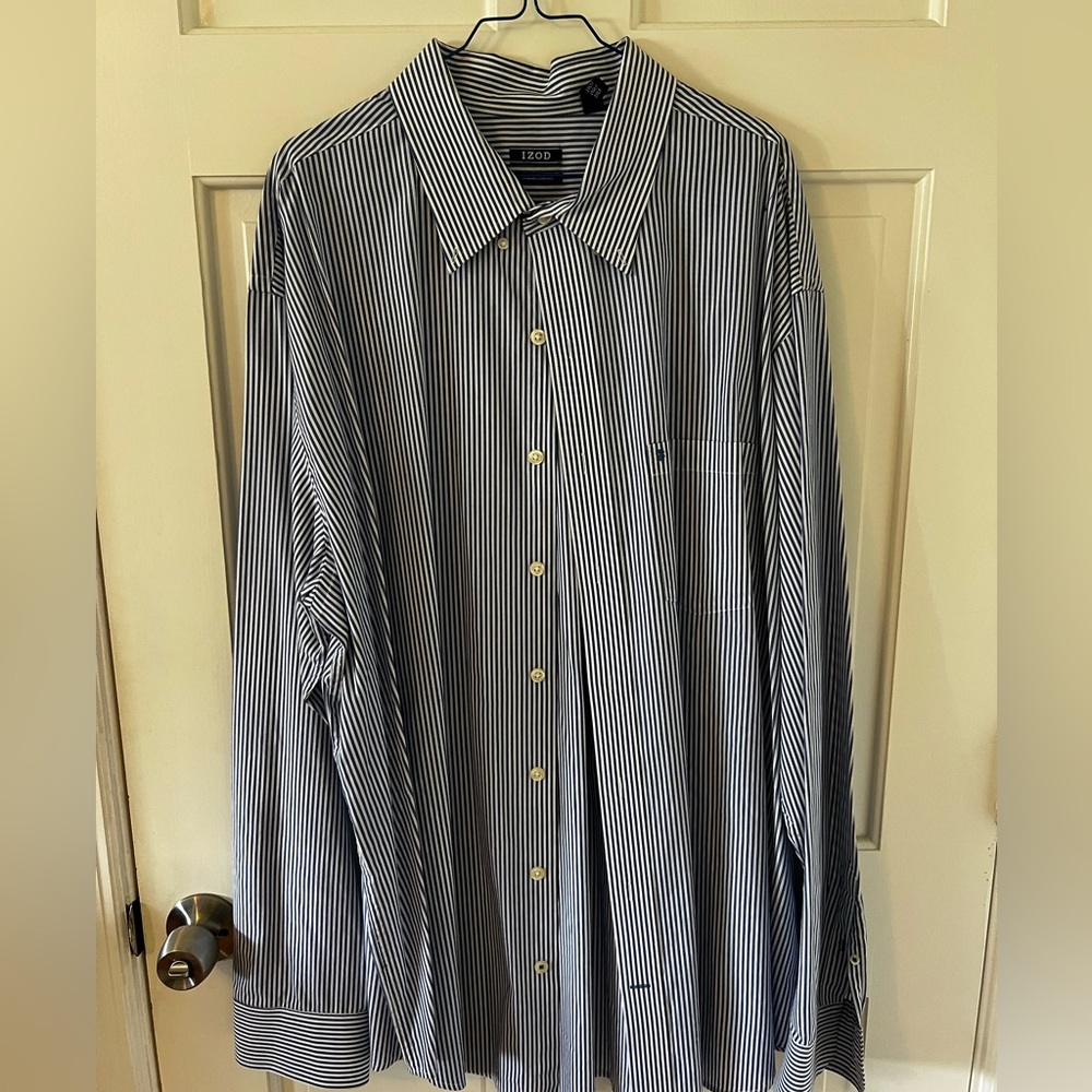 IZOD Men's Blue Striped Shirt 2XLT